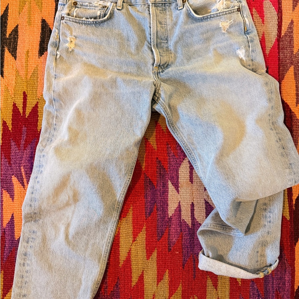 Agolde Womenen's Light Blue Relaxed Button-fly Jeans (STYLE “PARKER”)